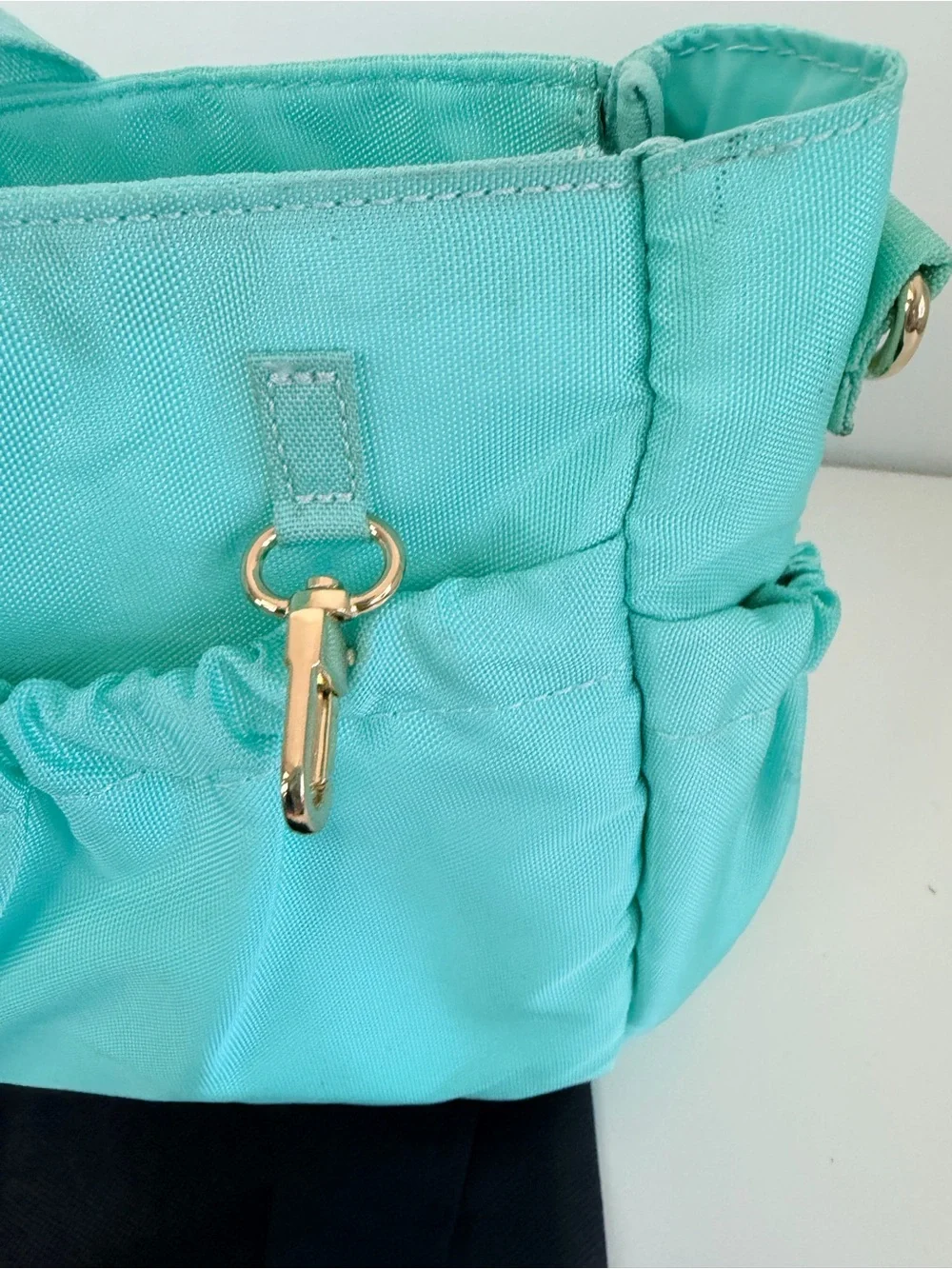 Lily Jade Mint Diaper Caddy Organizer Tote Insert in Jade Blue and & Gold